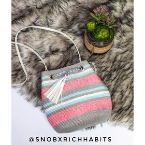 Multi Color Basket Purse W/Tassel